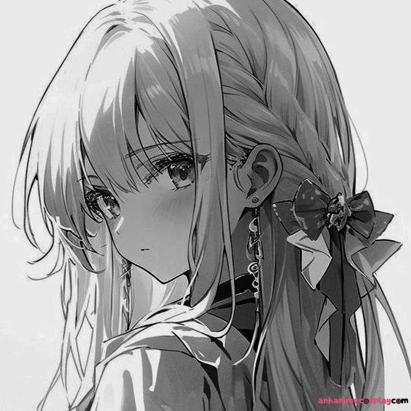 ảnh anime nữ trắng đen siêu phẩm